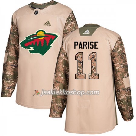 Miehille NHL Minnesota Wild Pelipaita Zach Parise 11 Adidas 2017-2018 Camo Veterans Day Practice Authentic